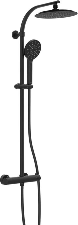 Schutte Regendouche Madura Fresh Hoofddouche Set Opbouw Met Thermostatische Mengkraan Zwart