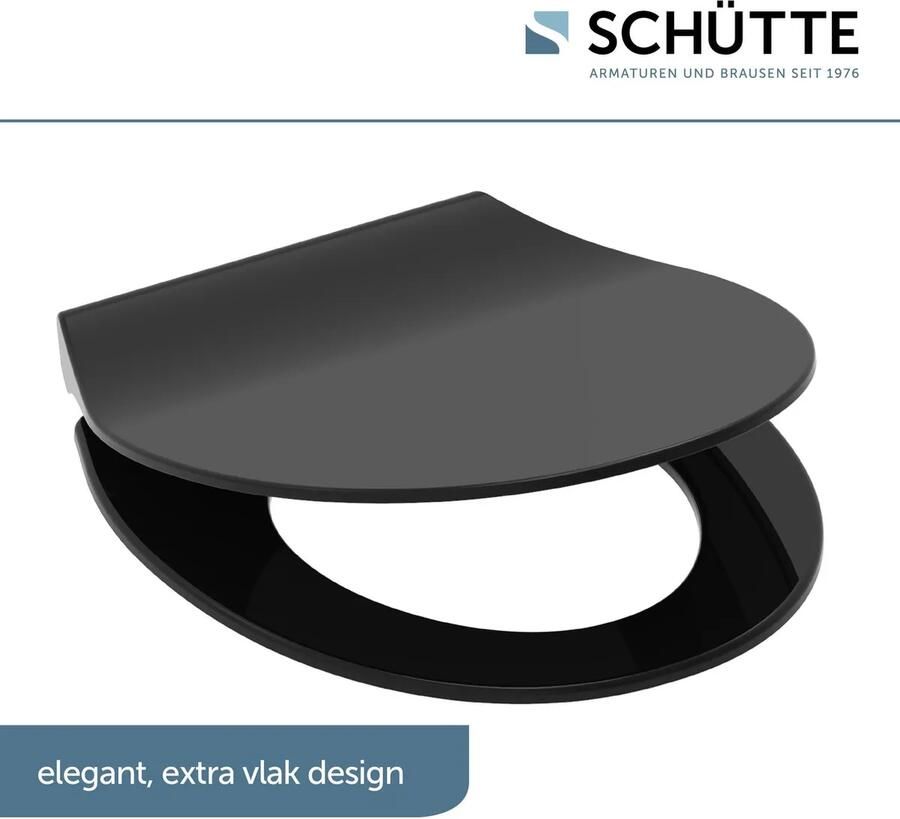 Schutte Toiletzitting Slim Black Ultra Dun Afklikbaar Soft Close Zwart Verstelbaar HoH 7 tot 19 cm - Foto 2