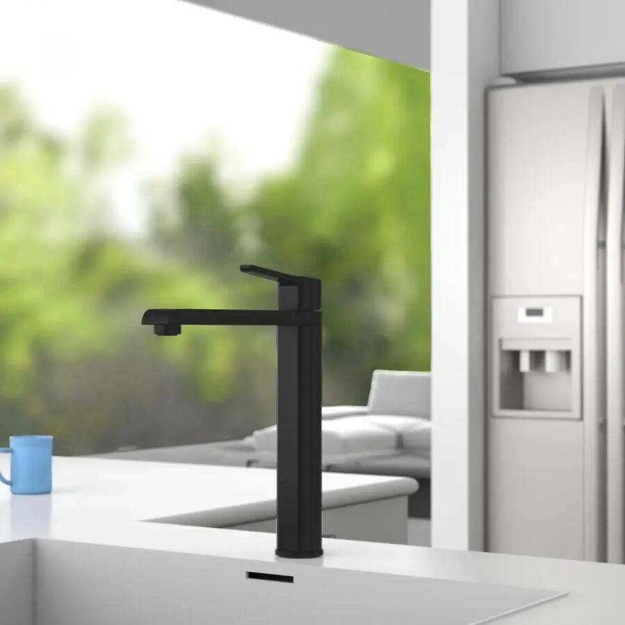 Schutte Keukenkraan Vita Mengkraan Opbouw Hoge Uitloop Mat Zwart