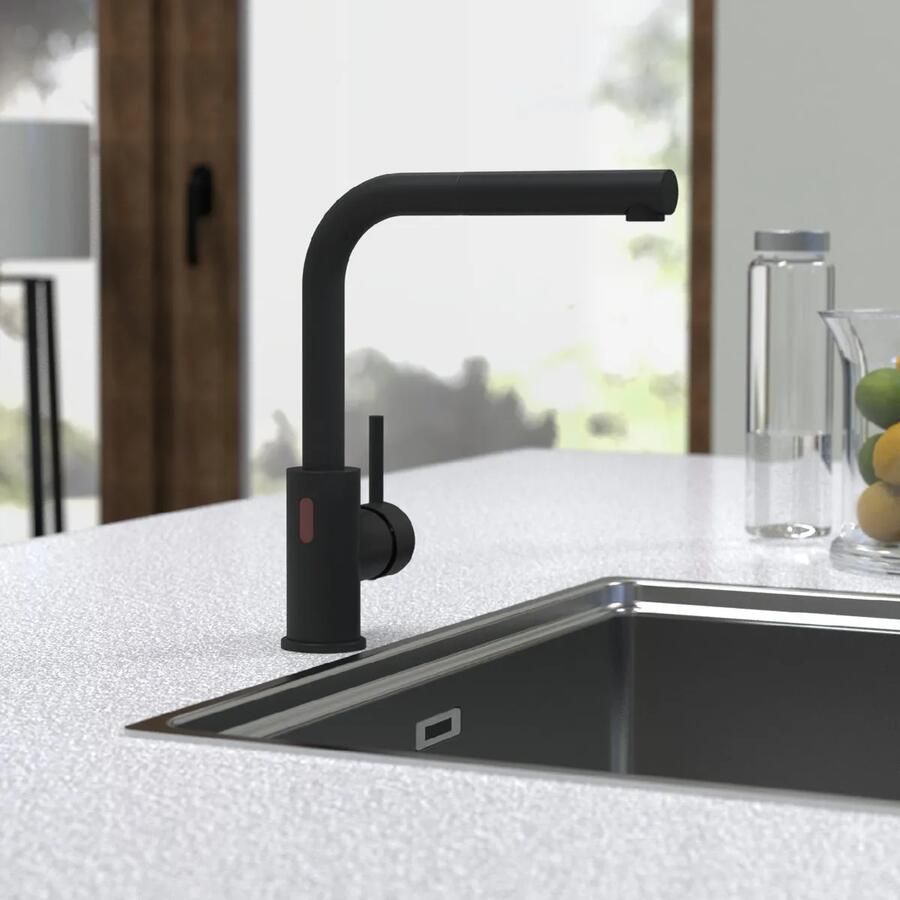 Schutte Vital keukenkraan met infraroodsensor en uittrekbare uitloop zwart mat