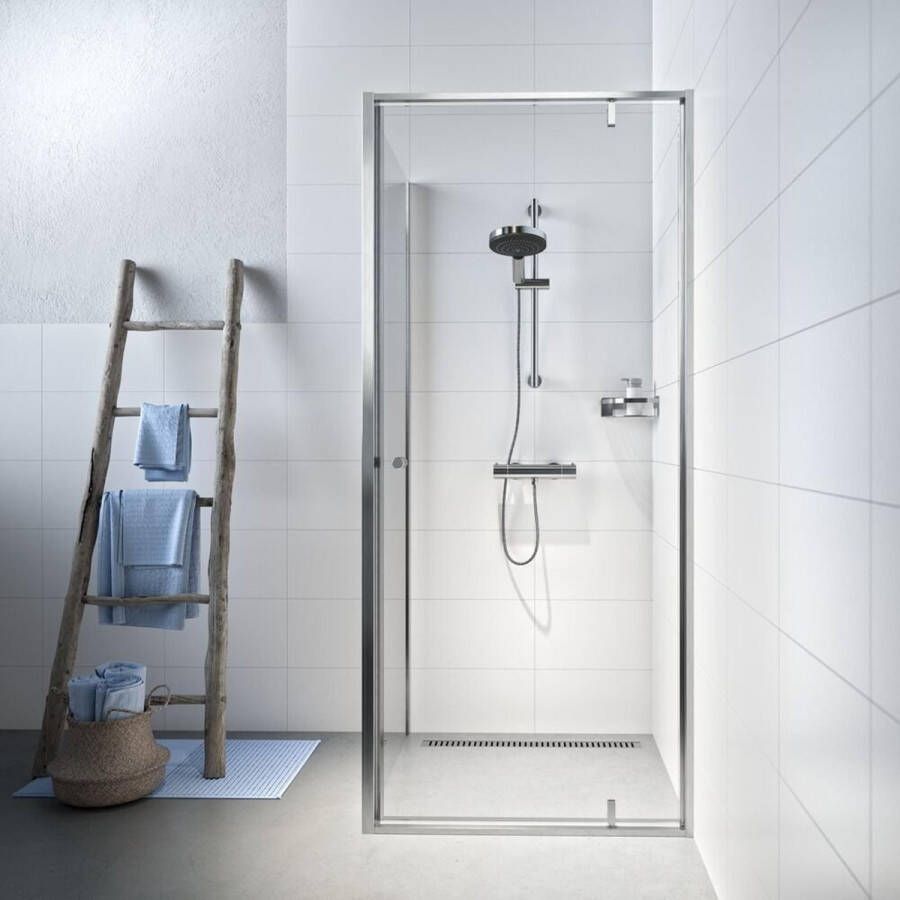 Sealskin Contour draaideur met zijwand 90x90 cm 200 cm hoog RVS 6 mm helder veiligheidsglas CCD180906325100
