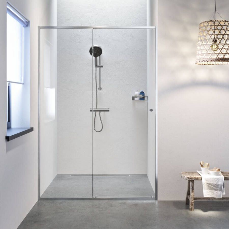 Sealskin Contour schuifdeur voor nis 120 cm 200 cm hoog RVS 6 mm helder veiligheidsglas CCD121206325100 - Foto 2