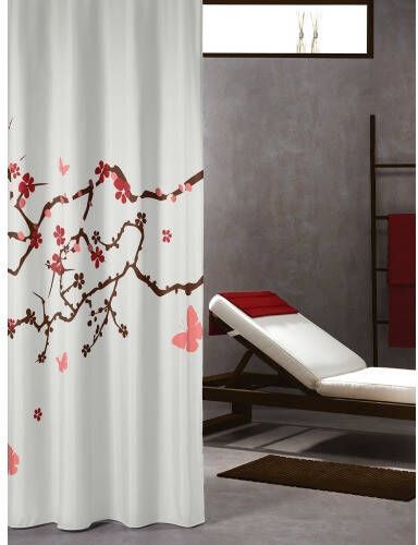 Sealskin douchegordijn Blossom 100% polyester rood print 180x200 cm