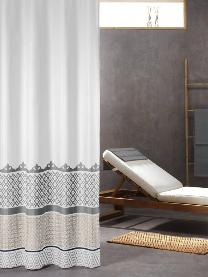 Sealskin douchegordijn Marrakech 100% polyester zilver print 180x200 cm