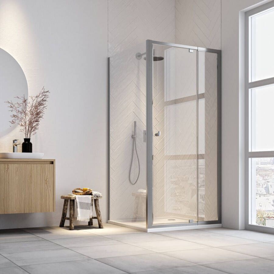 Sealskin Hooked draaideur 90x90cm met zijwand 6mm veiligheidsglas chroom CCX160906265100 - Foto 2