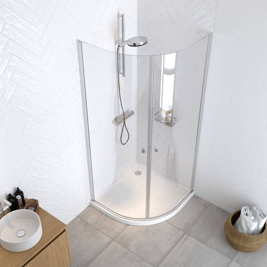 Sealskin Hooked kwartronde cabine 200 x 100 x 100 cm met 6 mm helder veiligheidsglas met antikalk coating zilver hoogglans