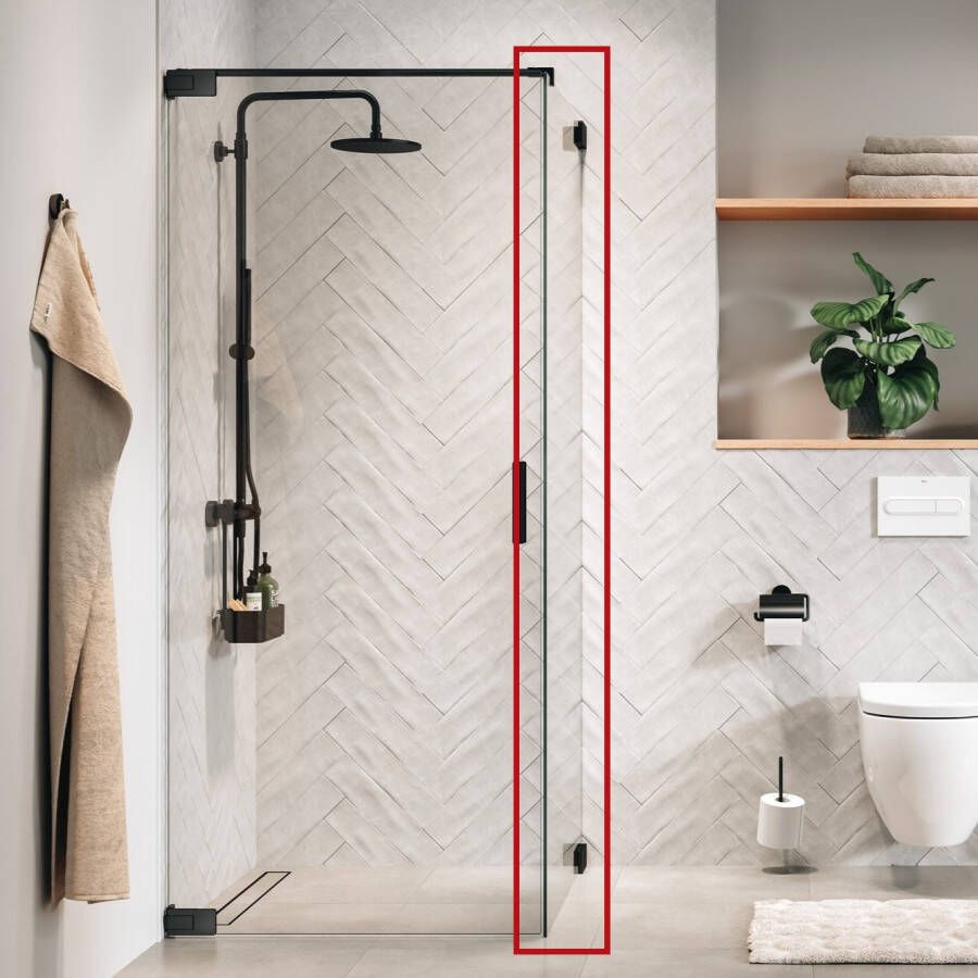 Sealskin Pure Zijwand voor combinatie met draaideur 120x200 cm 8 mm helder veiligheidsglas met antikalklaag Geborsteld gunmetal grijs PU231206145100