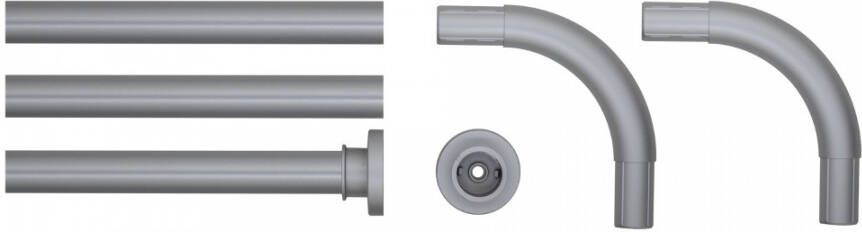 Sealskin Seallux Douchegordijnstang Combi set. Ø 28 mm Aluminium Mat aluminium voor 90x90. 90x90x90 of 80x170 cm 276669005