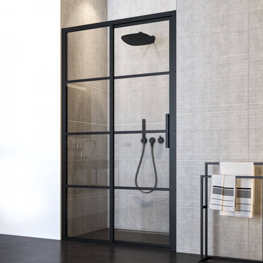 Sealskin Soho schuifdeur links 140x210cm voor in nis met mat zwart profiel en helder glas CKB111406195100