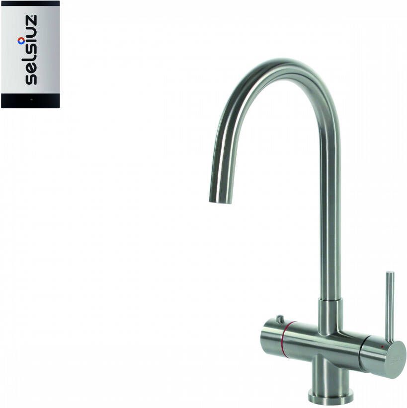 Selsiuz Inox kokend water kraan met single boiler en C-uitloopkraan inox