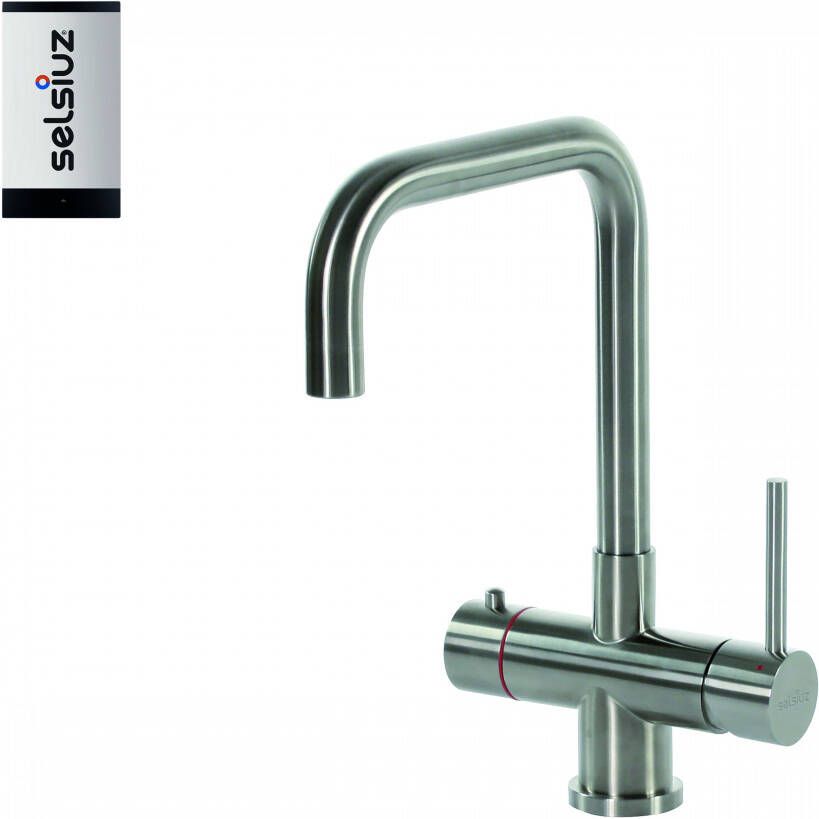 Selsiuz Inox kokend water kraan met single boiler en U-uitloopkraan inox