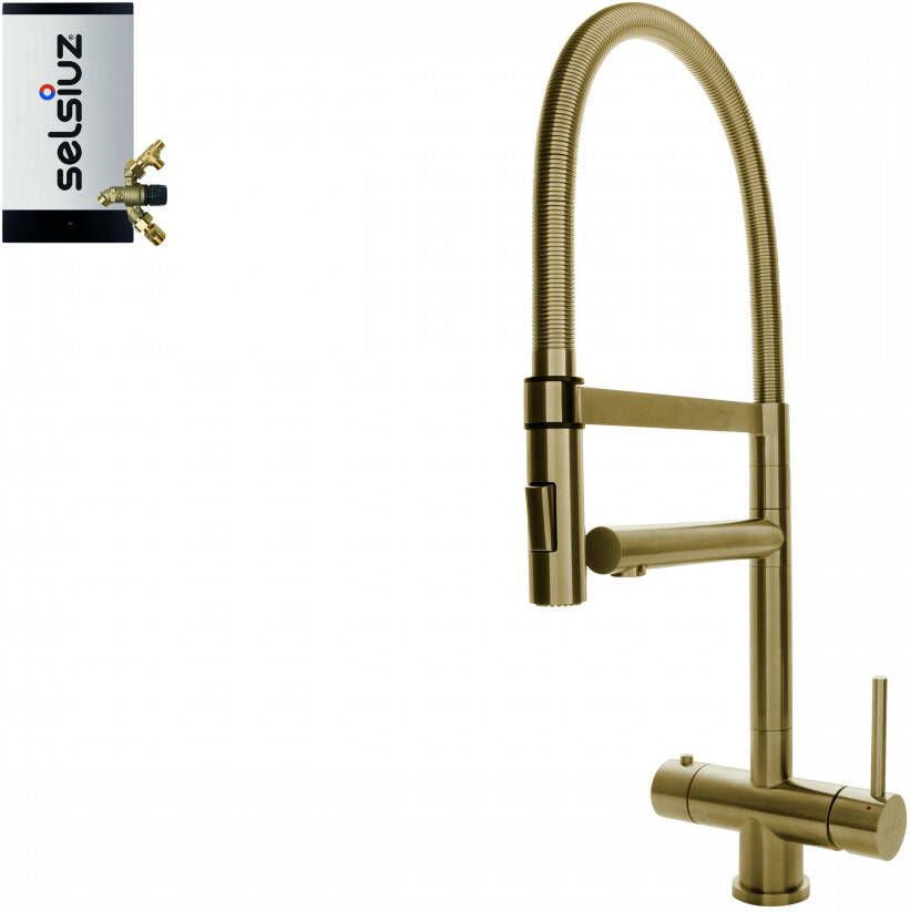 Selsiuz Inox XL kokend water kraan met combi extra boiler gold