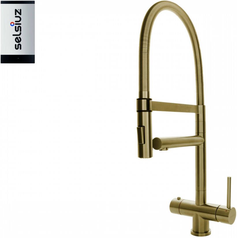 Selsiuz Inox XL kokend water kraan met single boiler gold