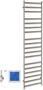 SSI Design Athena elektrische radiator met witte digitale thermostaat RVS geborsteld 140x50cm 300W