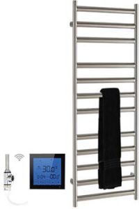 SSI Design Athena elektrische radiator met zwarte digitale thermostaat RVS gepolijst 80x50cm 150W
