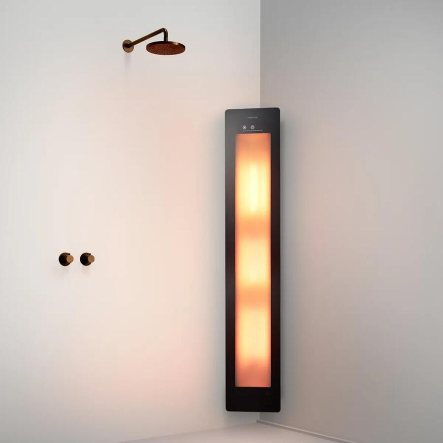 Sunshower Round One Large Black infraroodlamp 33x185x10cm hoekopbouw