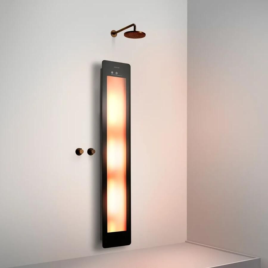 Sunshower Round One Large Black infraroodlamp 33x185x10cm opbouw