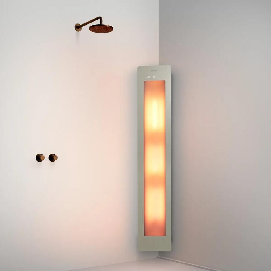 Sunshower Round One Large Sand White infraroodlamp 33x185x10cm hoekopbouw