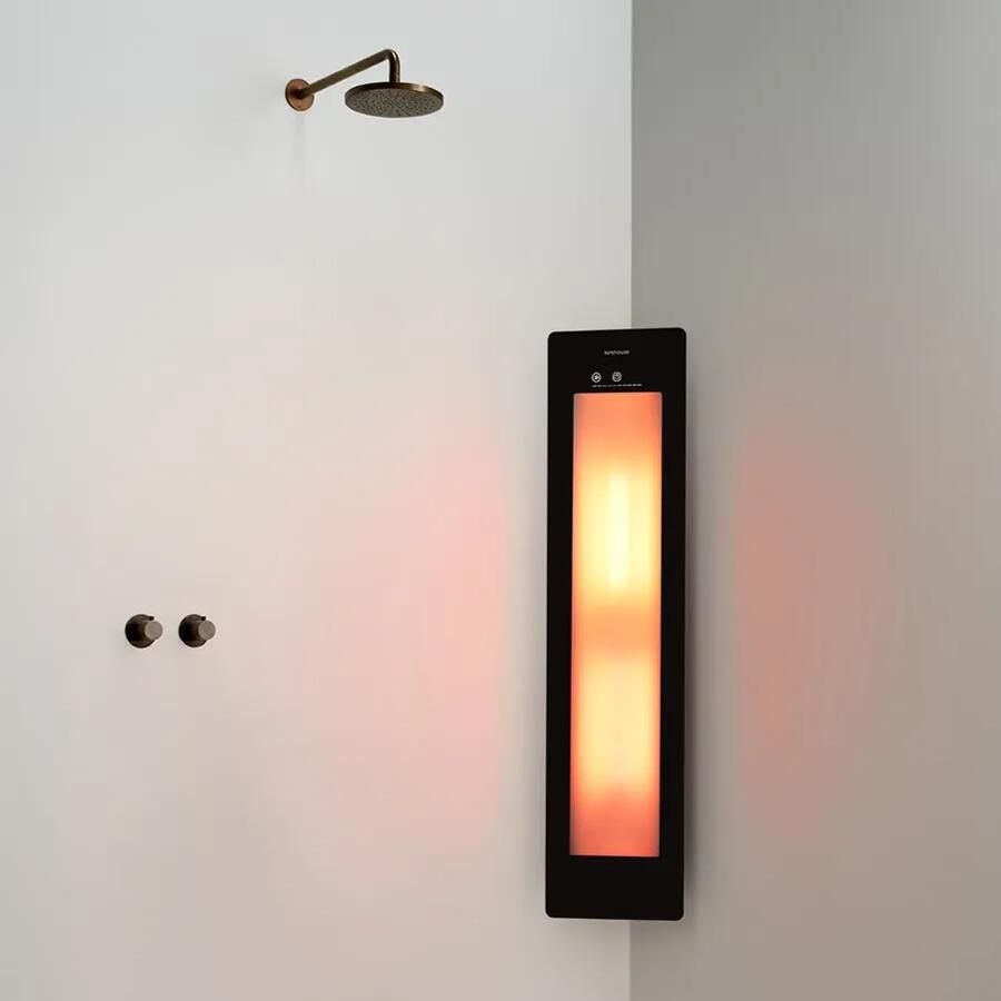Sunshower Round One Medium Black infraroodlamp 33x140x10cm hoekopbouw