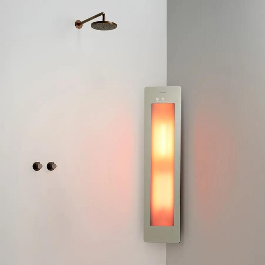 Sunshower Round One Medium Sand White infraroodlamp 33x140x10cm hoekopbouw