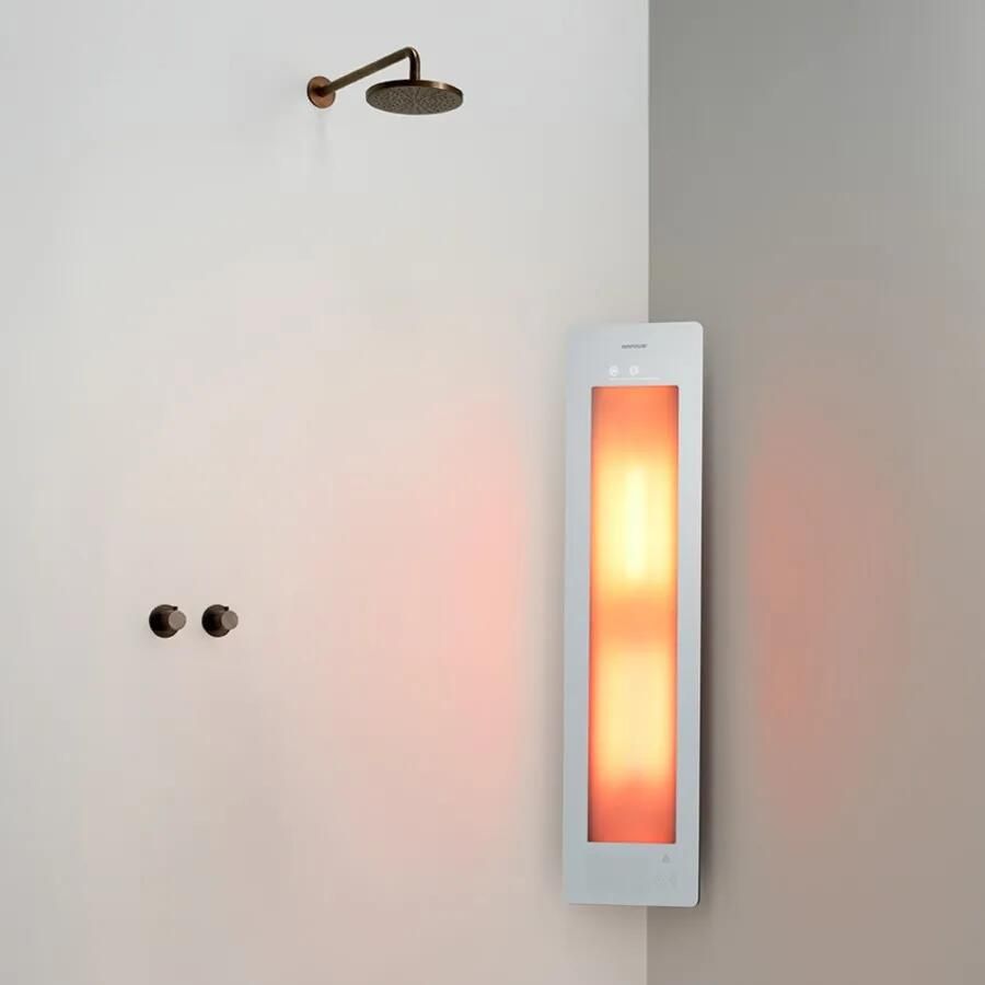 Sunshower Round One Medium White infraroodlamp 33x140x10cm hoekopbouw