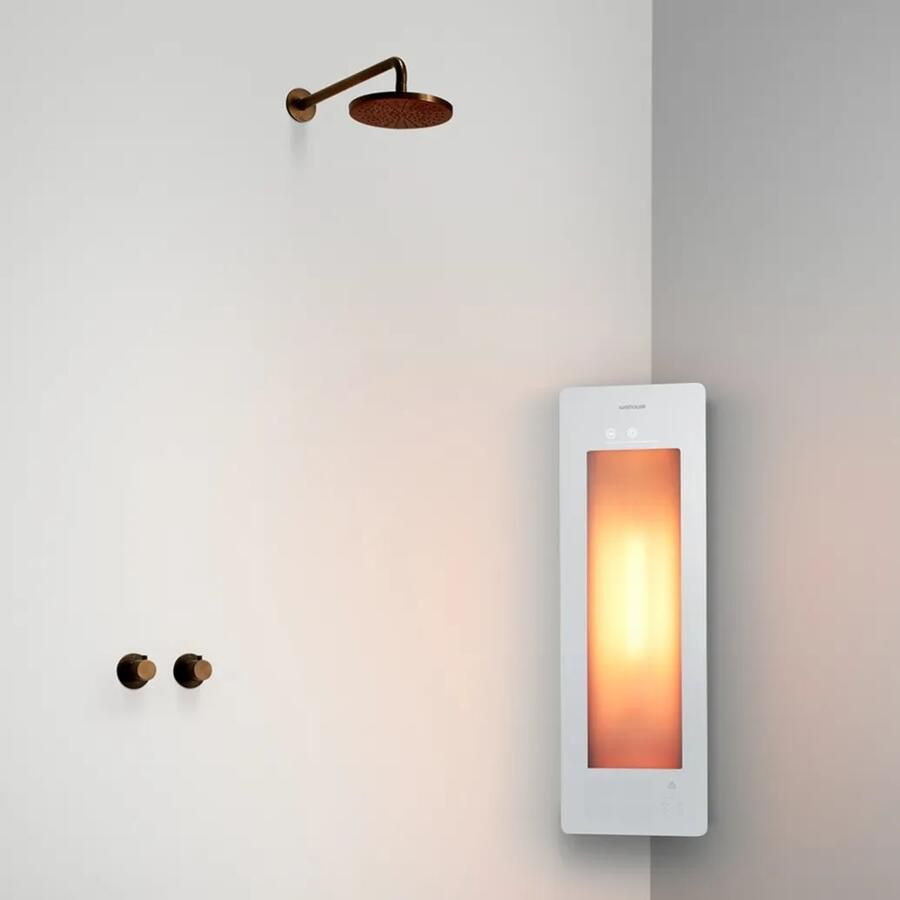 Sunshower Round One Small White inbouw infrarood 33x95x10cm hoekopbouw