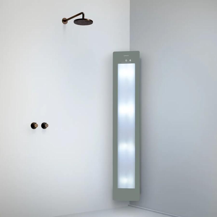 Sunshower Round Plus Large Organic Grey infraroodlamp en UV 33x185x10cm hoekopbouw
