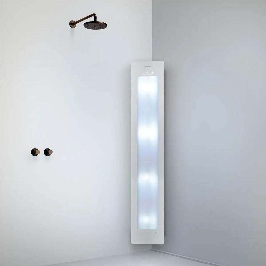 Sunshower Round Plus Large White infraroodlamp en UV 33x185x10cm hoekopbouw