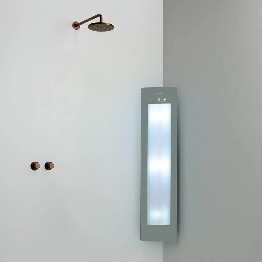 Sunshower Round Plus Medium Organic Grey infraroodlamp en UV 33x140x10cm hoekopbouw