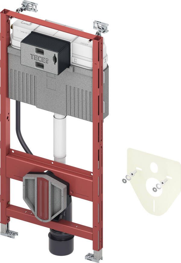 TECE inbouwreservoir frontbediening 112 cm met square glas bedieningspaneel zwart rvs beschermlaag tegen vingerafdrukken