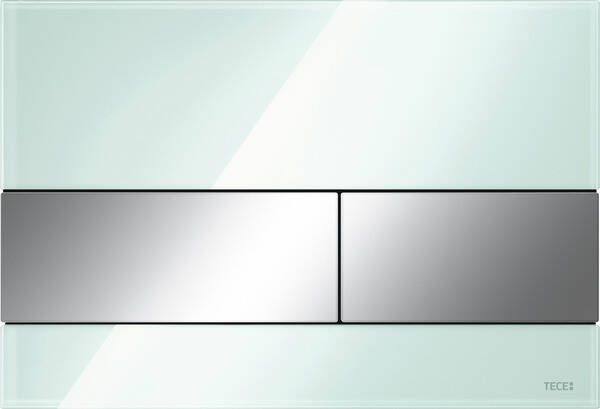 TECE square wc-bedieningsplaat voor duospoeling met toetsen glanzend chroom 22 x 15 x 1 cm glas mintgroen
