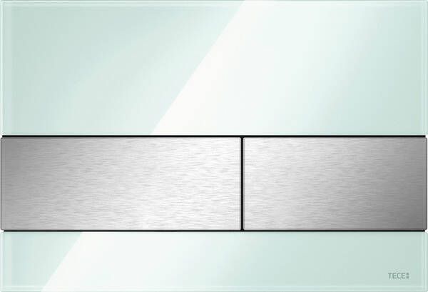 TECE square wc-bedieningsplaat voor duospoeling met toetsen RVS geborsteld 22 x 15 x 1 cm glas mintgroen