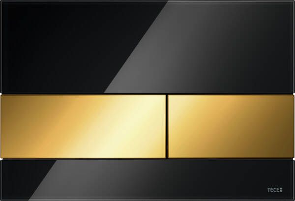 TECE square wc-bedieningsplaat voor duospoeling met toetsen goud 22 x 15 x 1 cm glas zwart