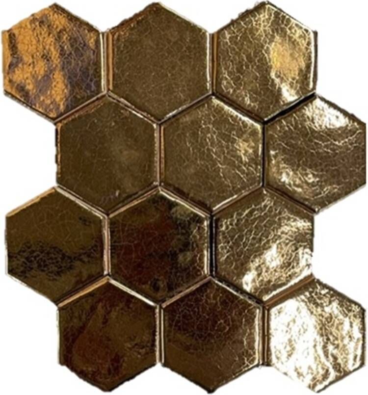 Terre d'Azur Hexagonale Mosaic wandtegel 28x30cm goud