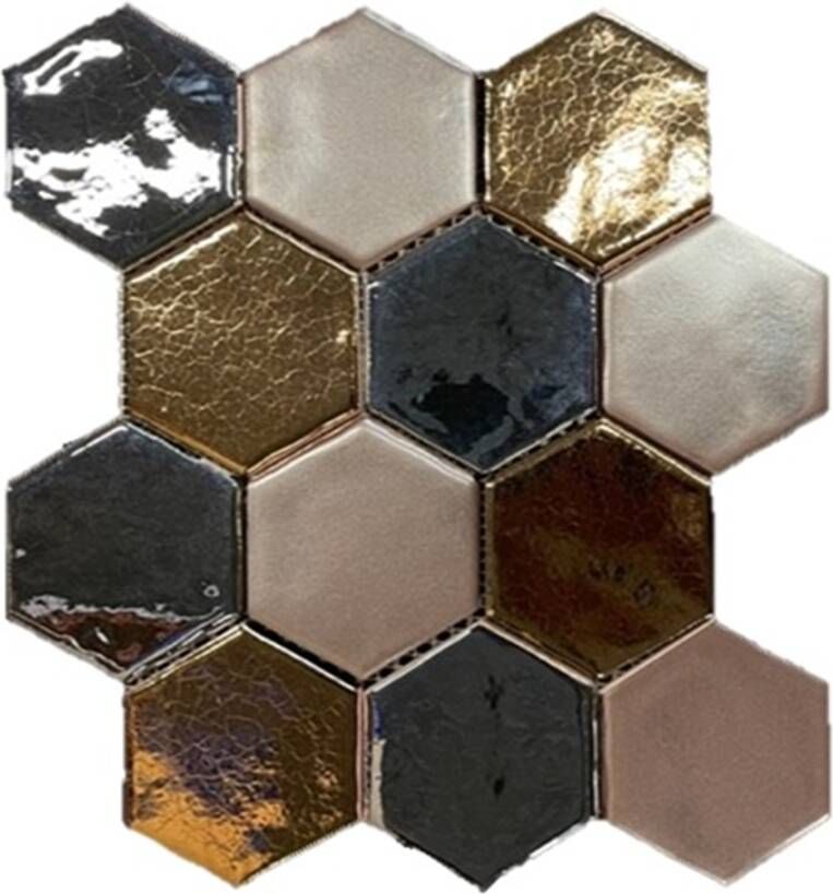 Terre d'Azur Hexagonale Mosaic wandtegel 28x30cm mix