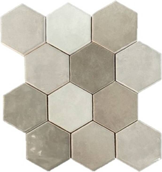 Terre d'Azur Hexagonale Mosaic wandtegel 28x30cm taupe