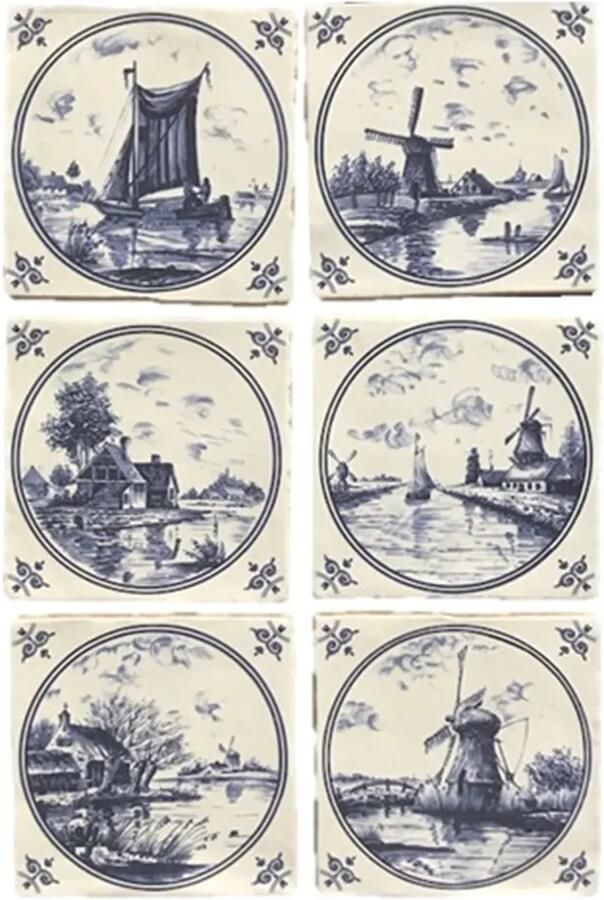 Terre d'Azur Friesland wandtegel met decor 13x13cm ivoor 6 stuks