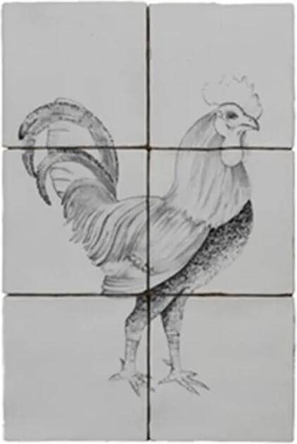 Terre d'Azur Malaga wandtegel met decor kip 13x13cm beige 6 stuks