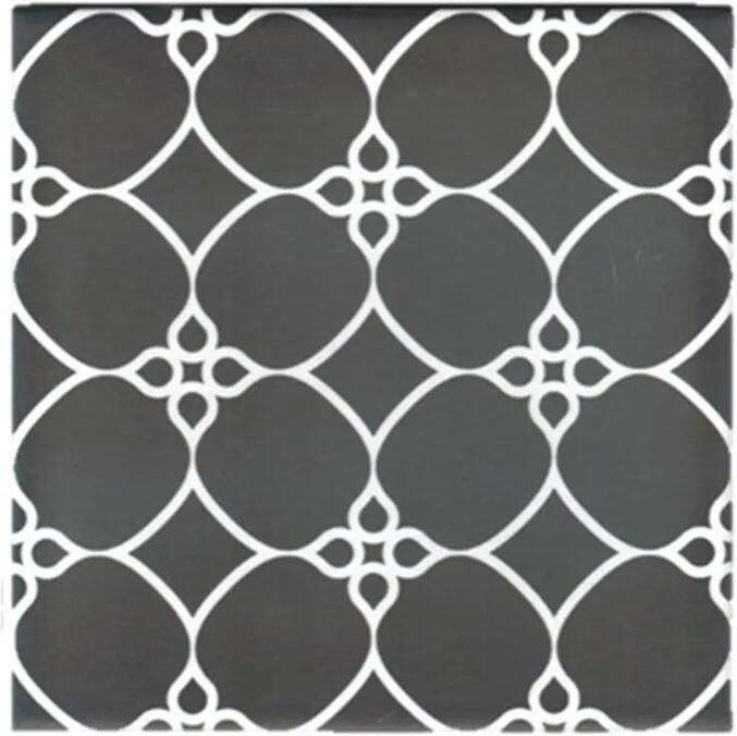 Terre d'Azur Penedes vloertegel met decor 20x20cm wit zwart per 25 stuks