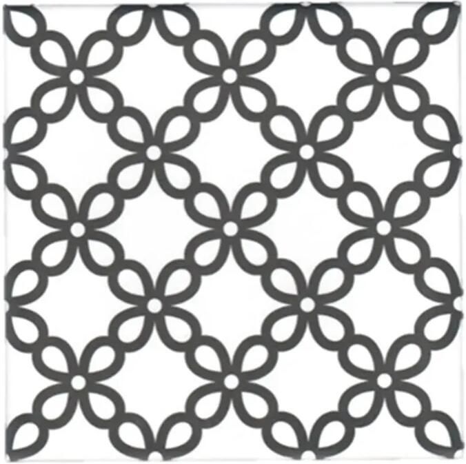 Terre d'Azur Penedes vloertegel met decor 20x20cm wit zwart per 25 stuks
