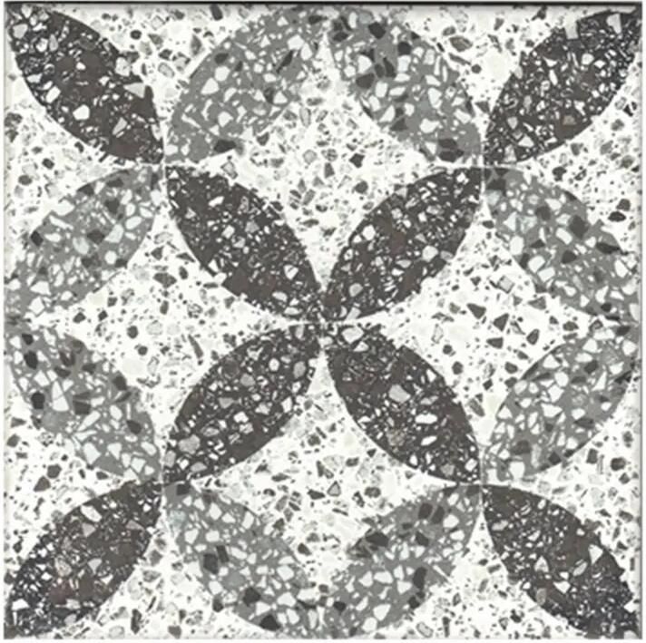 Terre d'Azur Terrazzo vloertegel met decor 20x20cm wit zwart grijs per 25 stuks