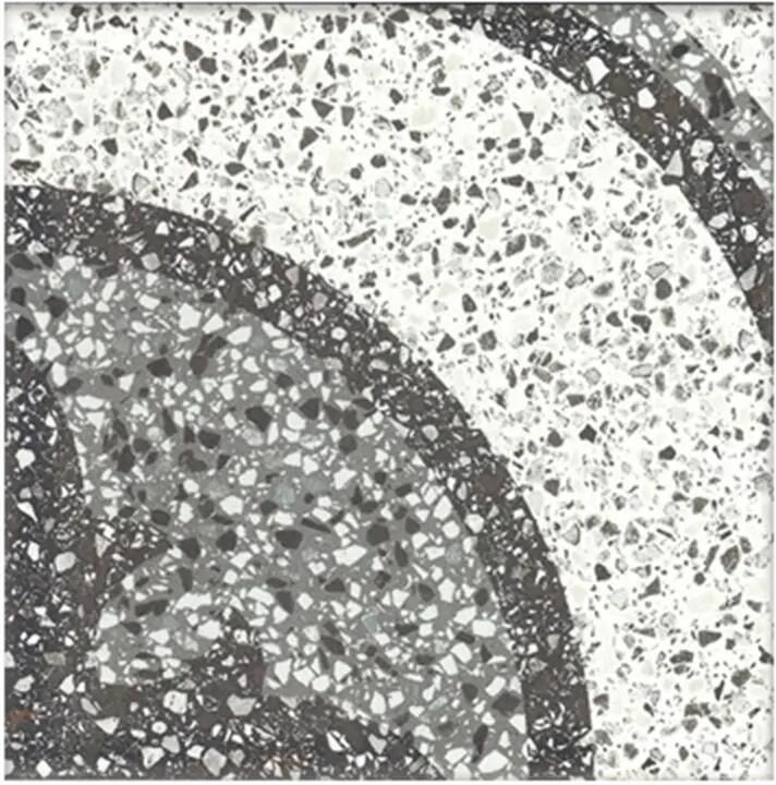 Terre d'Azur Terrazzo vloertegel met decor 20x20cm wit zwart grijs per 25 stuks