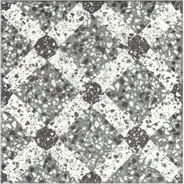 Terre d'Azur Terrazzo vloertegel met decor 20x20cm wit zwart grijs per 25 stuks