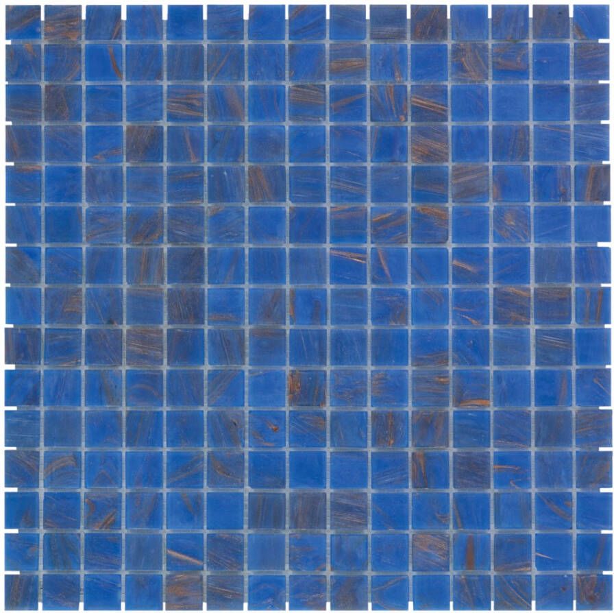 The Mosaic Factory Amsterdam vierkante glasmozaïek tegels 32x32 blauw met gouden accenten