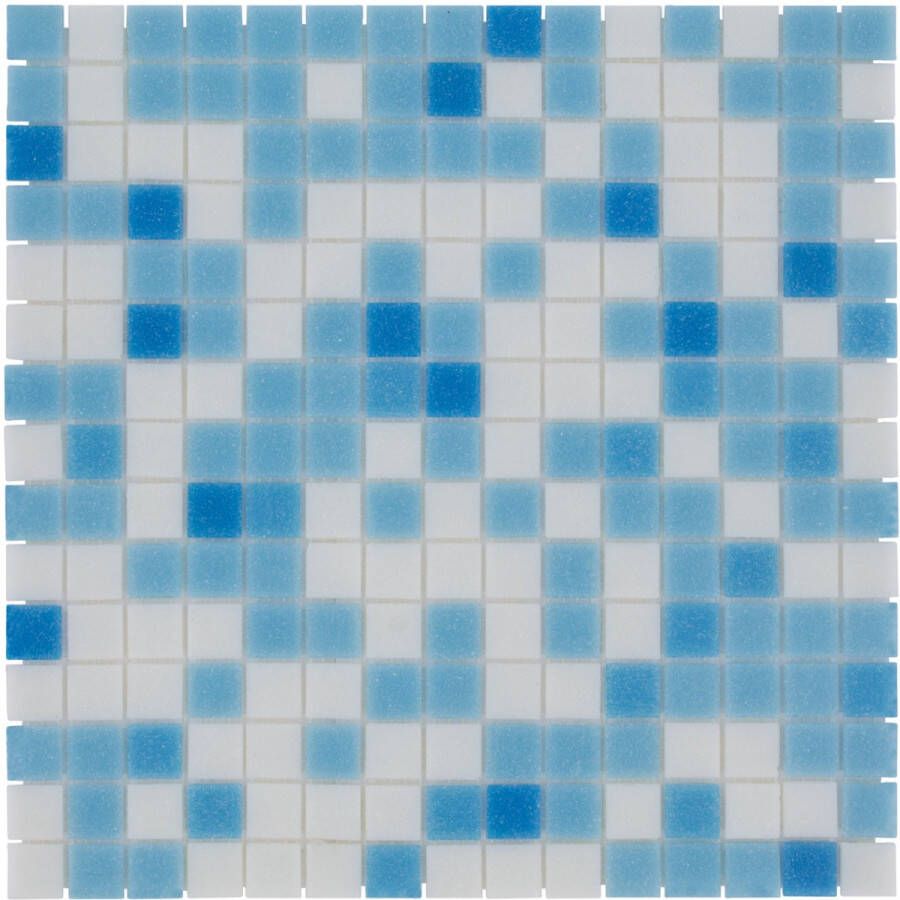 The Mosaic Factory Amsterdam vierkante glasmozaïek tegels 32x32 lichtblauw mix