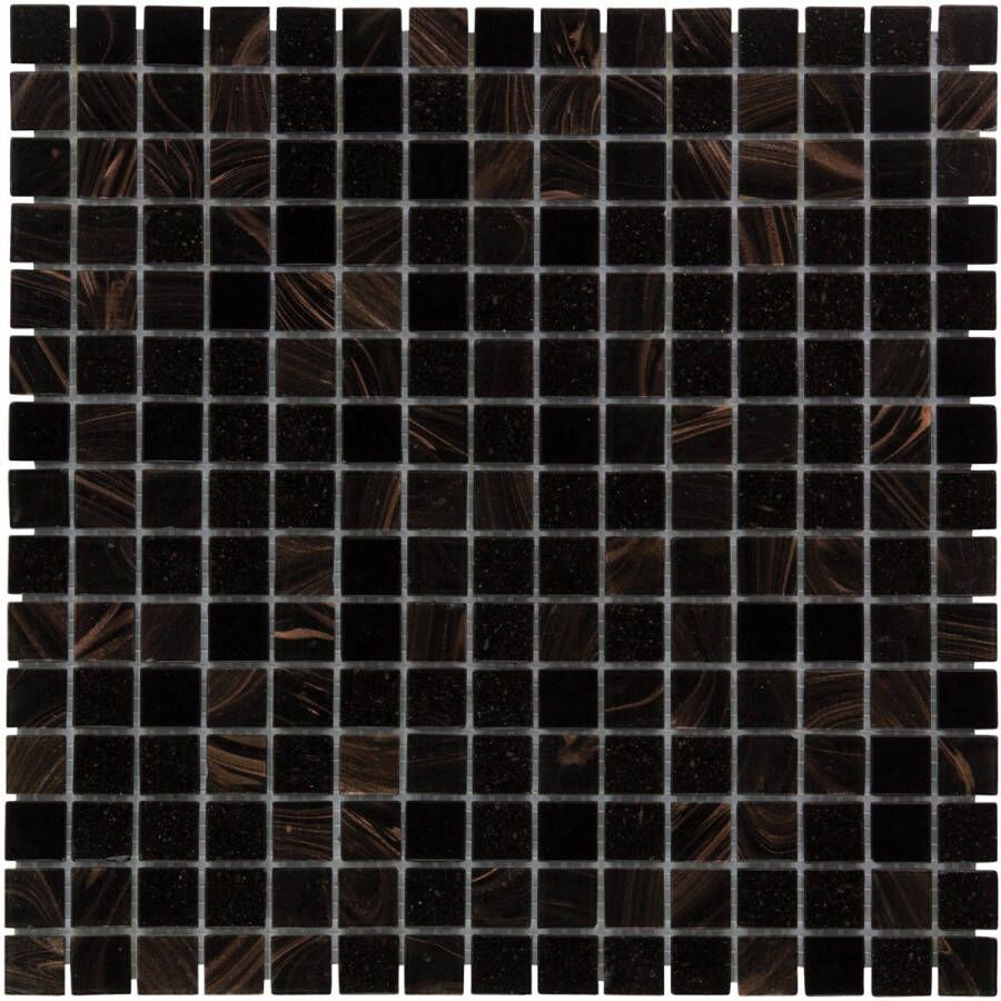The Mosaic Factory Amsterdam vierkante glasmozaïek tegels 32x32 zwart goud mix
