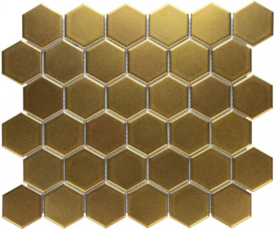 The Mosaic Factory Barcelona mozaïektegel 5.1x5.9x0.6cm voor wand voor binnen zeshoek porselein mat goud metallic AMH13GD online kopen