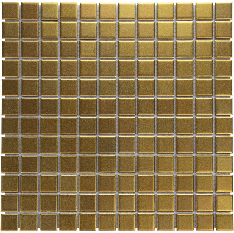 The Mosaic Factory Barcelona vierkante mozaïek tegels 30x30 goud mat