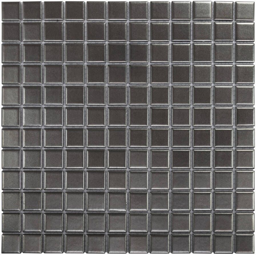 The Mosaic Factory Barcelona mozaiektegel 2.3x2.3x0.6cm vierkant geglazuurd porselein wand mat zilver metallic AM23SR online kopen