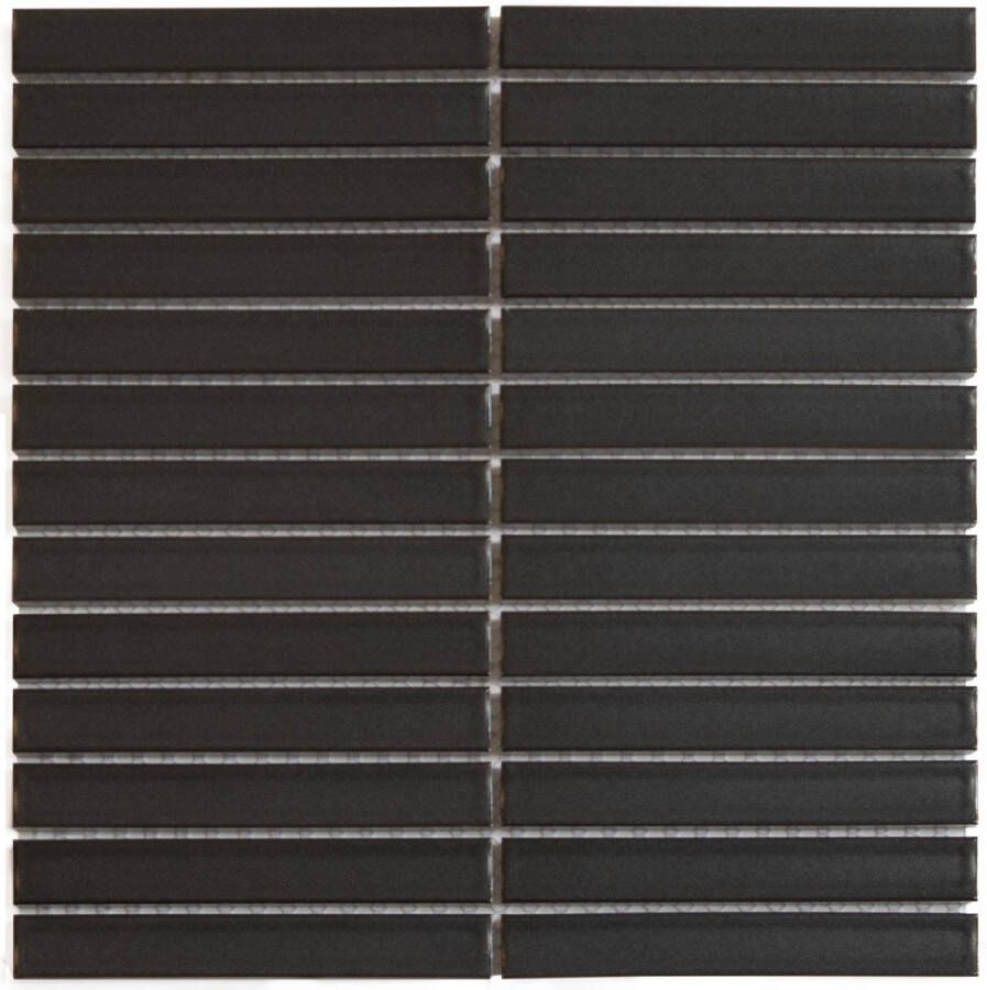 The Mosaic Factory Sevilla mozaïektegel 29.6x29.9cm wandtegel Rechthoek Porselein Carbon Gray Mat SEF-OH-20925